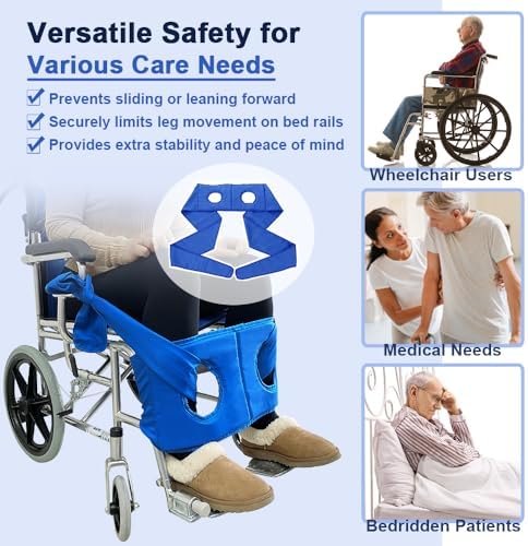 AOSSA Wheelchair Leg Rest Straps, Foot Seat Belt, Medical Restraints Safety Belt for Elderly Seniors Adult, Leg Harness Support for Wheelchair or Bed, Soft Universal Straps for Dementia Disabled