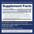 BodyHealth PerfectAmino (300 ct) Easy to Swallow Tablets, Essential Amino Acids Supplement with BCAAs, Vegan Protein for Pre/Post Workout & Muscle Recovery with Lysine, Tryptophan, Leucine, Methionine