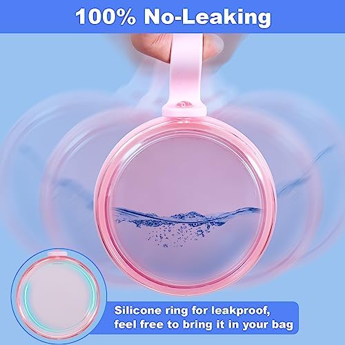 Denture Case, Leak Proof Denture Bath Cup for Travel, Denture Container Cups for Soaking Full & Partial Dentures, Retainers, Denture Cleaning Kit Holder Box with Denture Cleaner Brush-Pink