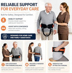 Gait Belt, Upgraded with Metal Buckle & Detachable Leg Straps, 7 Reinforced Handles, Transfer & Lift Belt for Seniors & Elderly, Walking Support and Mobility Assistance (Orange, Medium)