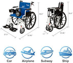 Wheelchairs for Adults, Lightweight Wheelchair Foldable 20'' Manual Transport Chair with Swing-Away Footrests & Flip-Back Arms bariatric Wheelchair (Supports 400 lbs) Detachable Cushion & Dual Brakes