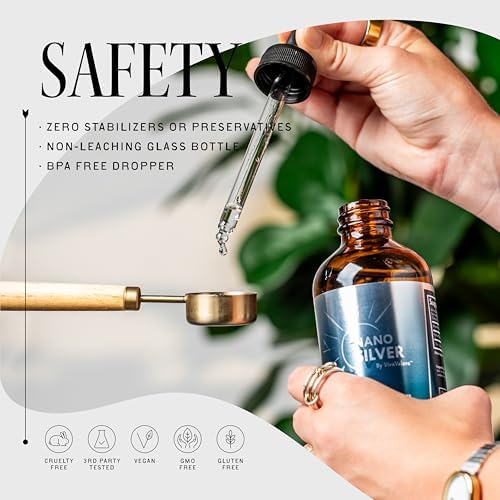 Colloidal Silver Liquid 10 PPM – Immune Support Supplement | Bio-Active Nano Silver, Amber Glass Dropper, Third-Party Lab Tested, Only 2 Ingredients, Made in USA, 8 fl oz