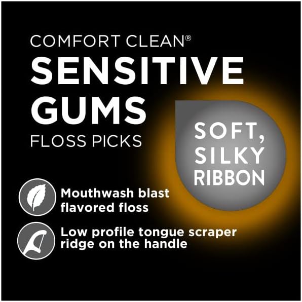 DenTek Comfort Clean Floss Picks for Sensitive Teeth, Soft and Silky Ribbon, 90 Count (Pack of 6)