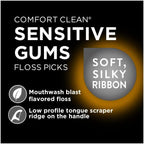 DenTek Comfort Clean Floss Picks for Sensitive Teeth, Soft and Silky Ribbon, 90 Count (Pack of 6)