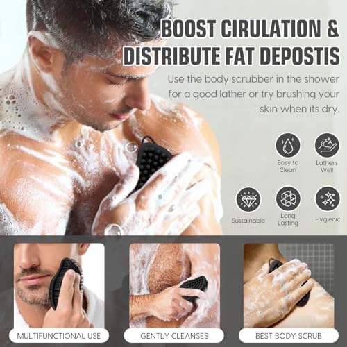 Silicone Loofah - Exfoliating Body Scrubber, Soft Dual-Sided Silicone loofa for Body Clean and Massage, Gentle Bath Brush Lathers Well for All Kinds of Skin