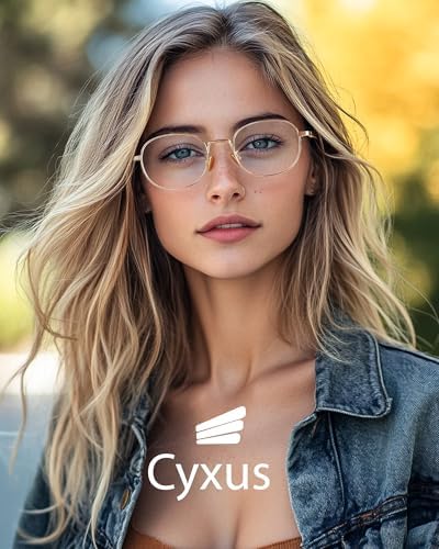 Cyxus Oval Blue Light Blocking Glasses for Women Men,Metal Round Frame Computer Gaming Use Anti Eye Strain 8562