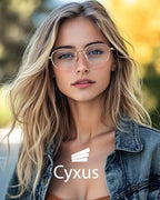 Cyxus Oval Blue Light Blocking Glasses for Women Men,Metal Round Frame Computer Gaming Use Anti Eye Strain 8562