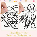 6 Pcs Happy Birthday Cake Topper Side Mirror Acrylic Sign Decorations Black Inserts Decor Supplies Cupcake Toppers for Party Dessert