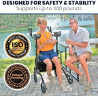 Vive Mobility Upright Walker with Seat, for Seniors, Women - Stand Up Rollator, Arm Rests, Heavy Duty, Folding Medical Aid Scooter for Elderly, Seniors - Walking Foldable Assist (Blue, Black Bag)