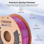 Comgrow Silk Shiny Rainbow Multi-Color 3D Printer Filament, Comgrow 3D Printing Materials Silk PLA 1.75mm, 3D Printing Filament +/-0.02mm, 250g X 4 Spool