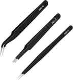 3PCS Precision Tweezers Set, Upgraded ESD high-end anti-static for Craft, Electronics, Soldering, Laboratory Work, Soldering, Model, Eyelash Extensions, Nail stickers, Jewelry-Making