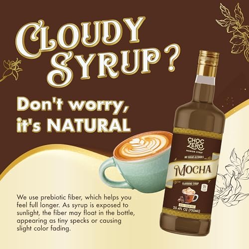 ChocZero Sugar Free Mocha Coffee Syrup – Keto Friendly, Zero Sugar & Low Calorie, No Sugar Alcohols – 25.4 Fl Oz