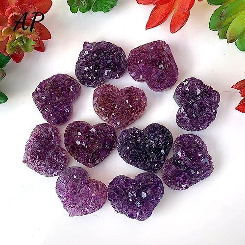 3-4cm Rough Uruguay Heart Shaped Amethyst Geode Cluster Crystals Stones Crystal Clusters Home Decoration Ornaments