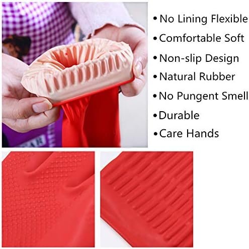 Rubber Cleaning Gloves Kitchen Dishwashing Glove 3-Pairs,Waterproof Reuseable.(Small)