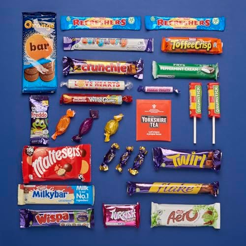William Hunter British Candy & British Chocolate Hamper - Exquisite British Snacks & Chocolate Variety Pack - Authentic British Candy Box with Milky Way, Crunchie Bar, Aero & More, 25 Pieces