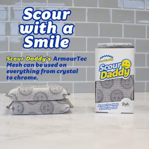 Scrub Daddy Scour Daddy Style, Scourers Non Scratch Scrubbing Sponge, Scouring Pads, Kitchen Sponges for Dishes, Dishwashing Pan Scrubber, Cleaning Supplies, Dish Sponges for Washing up, Pack of 2