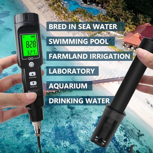 Dissolved Oxygen Meter with ATC,Portable Dissolved Oxygen Test Kit Range 0.0-40mg/L,DO Meter with Electrode Filling Fluid,Water Test Kit for Swimming Pools,Aquarium,Fish Pond.