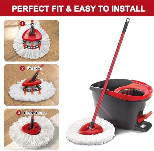 Mop Replacement Heads for O-Ceda Mop Replace Head EasyWrin Spin Mop Heads Replacements, Microfiber Spin Mop Refills, Easy Cleaning Mop Head Replacement (White-3 Mop Heads)