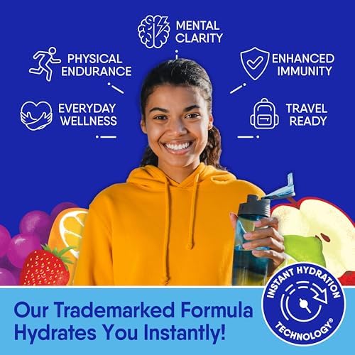 GoHydrate Instant Hydration Powder Packets - Low Sodium Electrolytes Drink Mix - Natural Hydration Support, Sugar Free Electrolyte Flavored Powder Drink with Vitamin D, 30 Packs, Kiwi Strawberry