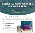 Teeccino Dandelion Herbal Tea - Dark Roast - 25 Tea Bags, Caffeine-Free, Roasted Herbal Tea with Prebiotics, 3x More Herbs than Regular Tea Bags, Gluten Free