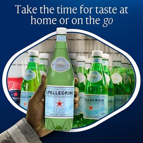 S.Pellegrino Sparkling Natural Mineral Water, 33.8 fl oz. Plastic Bottles (Pack of 12)