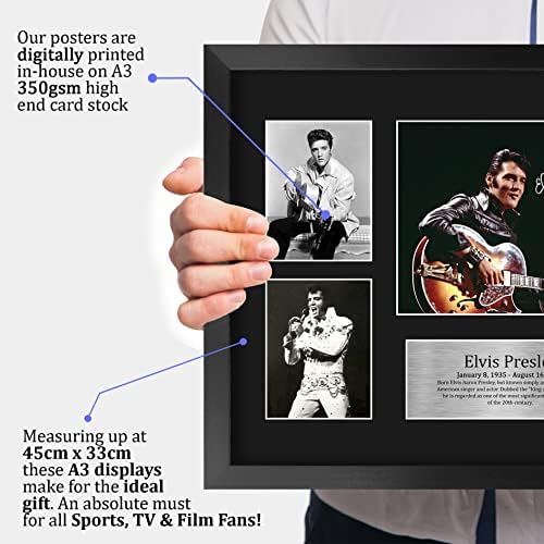HWC Trading Elvis Presley Musician The King 16 x 12 inch (A3) Printed Gifts Signed Autograph Picture for Music Memorabilia Fans - 16" x 12" Framed