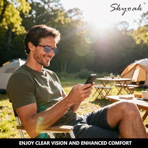 SKYOAK 2 Pack Premium Reading Sunglasses for Men with UV400 Protection Outdoors, TR90 Ultra-Light Dark Lens Sun Readers, Tinted Reading Glasses Half Frame Design & +2.00x - Not Bifocals