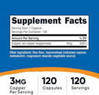 Nutricost Copper Glycinate Capsules (120 Capsules, 3MG Copper per Serving) - Non GMO, Vegan
