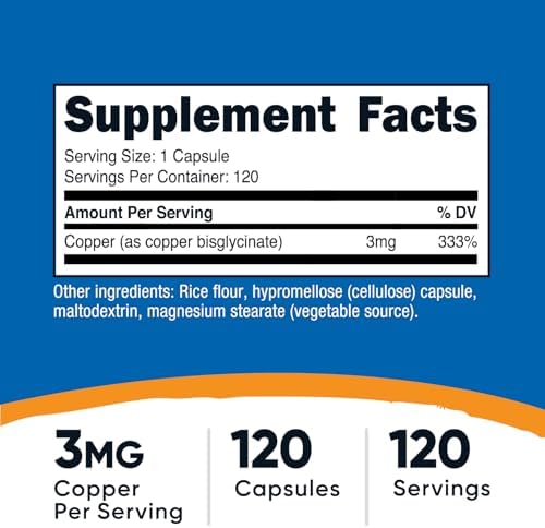 Nutricost Copper Glycinate Capsules (120 Capsules, 3MG Copper per Serving) - Non GMO, Vegan