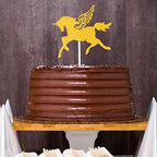 Restaurantware Top Cake 6 X 4.3 Inch Cake Toppers 10 Unicorn Design Cake Topper Inserts - Sturdy With Glitter Detail Gold Paper Cake Decoration Birthday Baby Shower Wedding Supplies