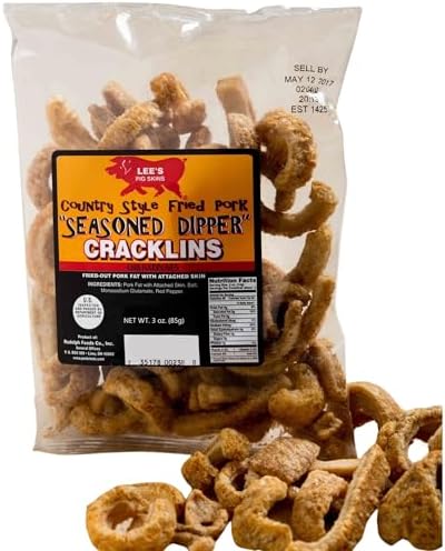 Lee's Seasoned Dipper Fried Pork Cracklings | Cracklins, 3 oz (12 Count)