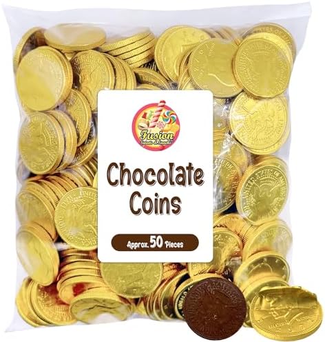Gold Candy Coins, 50 Count | Gourmet Milk Chocolate Coins for Easter, Parties, Birthdays & Celebrations | Crafted from Premium Ingredients, Kosher, Non-GMO Certified