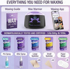 Tress Wellness Waxing Kit for Sensitive Skin, Safe for Face & Skin, Prep & Aftercare Spray, Easy to Use, At-Home Kit for Face, Bikini, Brazilian & Full Body - Digital Display, Black Purple Flower