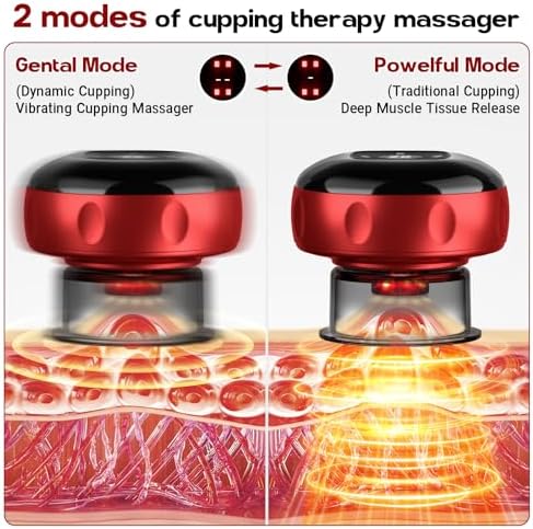 Smart Cupping Therapy Massager, 7 in 1 Red Light Cupping Therapy Set with 2 Modes for Targeted Pain Relief, Muscle Soreness,Tighter Skin, Cupping Kit with 12 Levels Suction and Heat,1 Pack