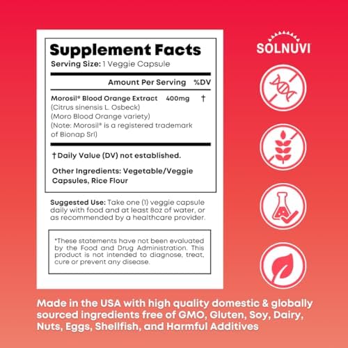 Morosil Clinically Tested C3G Supplement - Metabolism, Antioxidant, Wellness Support for Men & Women - 400mg Moro Red Orange Extract - 30 Veggie Capsules - Non-GMO, Gluten-Free, Vegan-Friendly