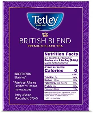 Tetley British Blend Premium Black Tea, 320 Teabags, Rainforest Alliance Certified