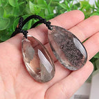Acxico 2pcs Natural Ghost Phantom Quartz Crystal Gems Specimen Healing Pendant Necklace Gift