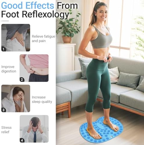 Foot Massage Mat, Big Foot Reflexology Mat with Magnetic Therapy, Foot-Shaped Acupressure Mat for Feet Relaxation, Under Desk Mat Pressure Point Mat for Pain, Fatigue and Stress Relief(Blue)