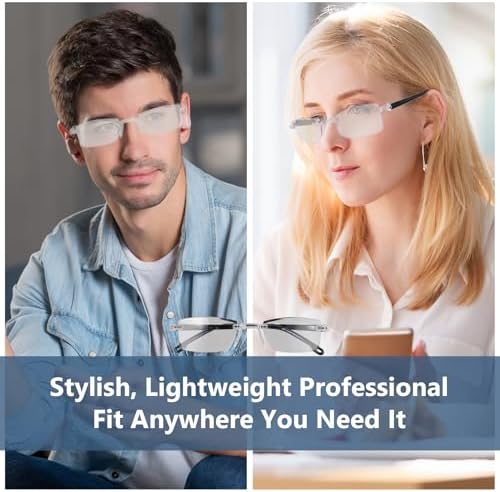 2 Pcs of Auto Focus Glasses, Intelligent Zoom Anti-Blue Light Presbyopia Glass with Case and Glasses Cloth, Smart Zoom Reading Glass
