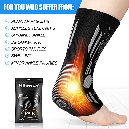 NEENCA Ankle Brace for Pain Relief, 2 Pack Compression Ankle Sleeves Set. Ankle Support Stabilizer for Achilles Tendonitis, Plantar Fasciitis, Joint Pain, Swelling, Arthritis, Sport