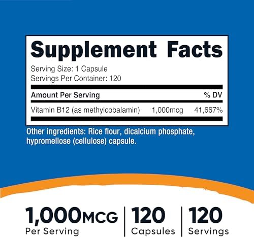 Nutricost Vitamin B12 (Methylcobalamin) 1000mcg, 120 Capsules - Vegetarian, Non-GMO & Gluten Free B12 Supplement