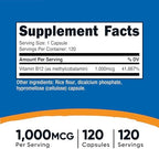 Nutricost Vitamin B12 (Methylcobalamin) 1000mcg, 120 Capsules - Vegetarian, Non-GMO & Gluten Free B12 Supplement