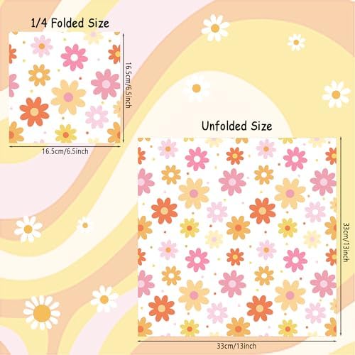 60 PCS Daisy Paper Napkins Groovy Daisy Boho Dinner Napkins Disposable Flower Decorative Party Napkin for Baby Shower Birthday Wedding Seasonal Holiday Party Supplies