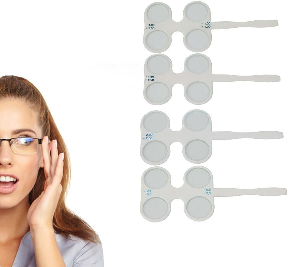 4 Units Optical Flipper Optometry Plastic Flip, Optometry Flip Lens Confirmation Flipper Set for Near Vision, Amblyopia Confirmation Test Tool, ±0.50, ±1.00, ±1.50, ±2.00