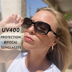 JM Classic Bifocal Reading Glasses Square Stylish Gradient Sunglasses Readers for Women +2.5 Black