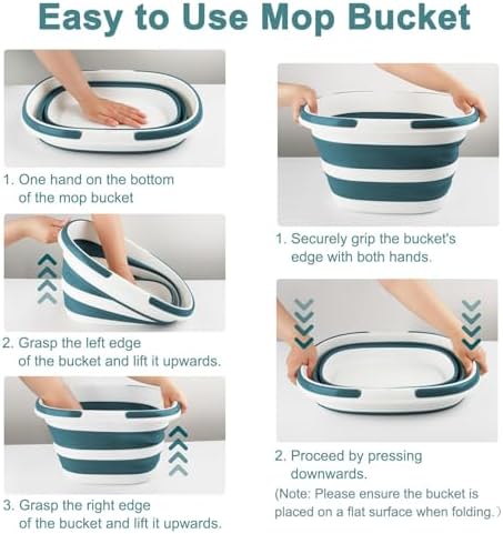 Collapsible Bucket for Cleaning, 4.2 Gallons Mop Bucket with Handle for Floor Window Car Washing, Silicone Ice Buckets for Parties Camping Fishing Beach, RV Laundry Storage Household Cleaning Supplies