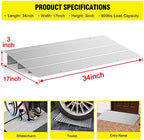Door Threshold Ramp 3" Rise Door Ramp Aluminum Entry Ramp or Doorways Rated 800 lbs Load Capacity forWheelchair Scooters Power Chairs Walkers Metallic