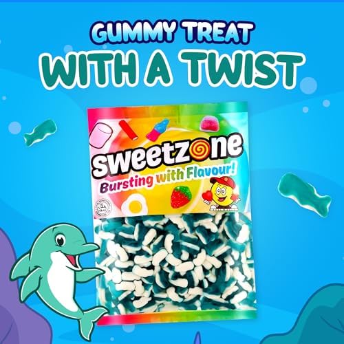 Sweetzone Halal Mini Blue Dolphin Fruit Flavoured Jelly and Foam Sweets 1 Kilogram Bag