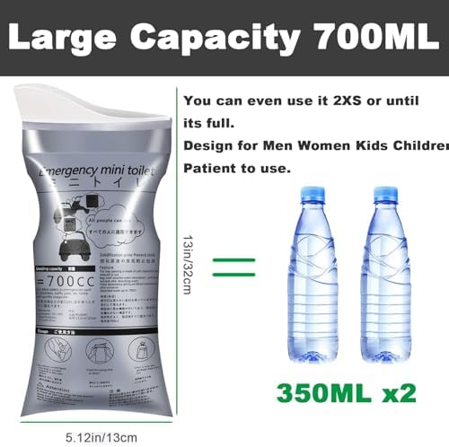 10 Pack Disposable Emergency Urinal Bag, Portable Camping Pee Bags, Travel Pee Bags, Traffic Jam Emergency Portable Urine Bag, Vomit Bags, for Men Women