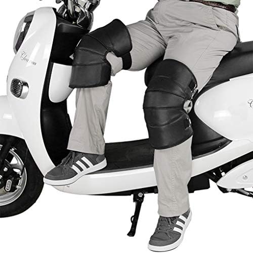 Motorcycle Knee Pads Sleeve Wraps Winter Windproof Waterproof Leather Thermal Fleece Lining Knee Brace Warmer Kneepad Adjustable Knee Shin Protective Guards for Motorcycle Bicycle Cycling